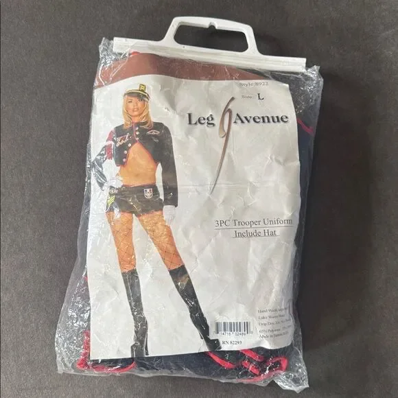 Leg Avenue Black Sexy Trooper Uniform Costume Halloween Cosplay Size L NEW *READ - Picture 13 of 14